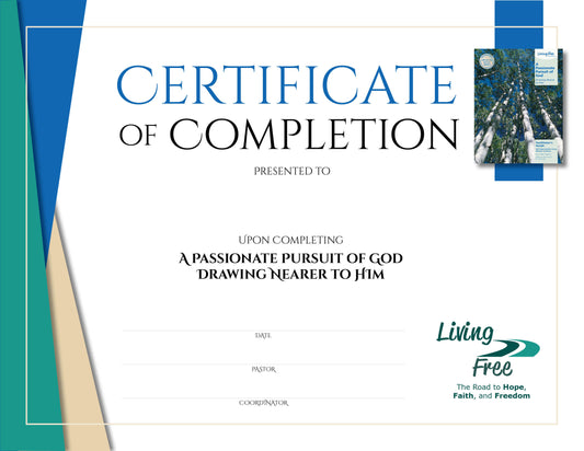 A Passionate Pursuit of God Certificate of Completion