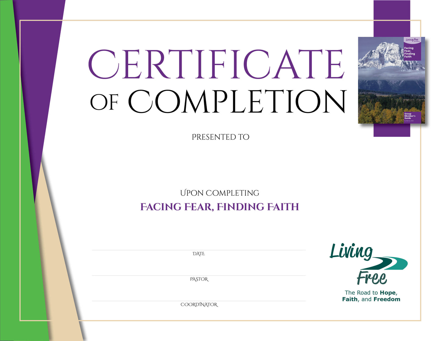 Facing Fear, Finding Faith Digital Certificate