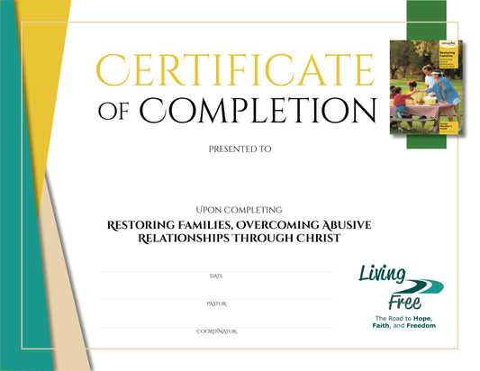 Restoring Families Certificate of Completion