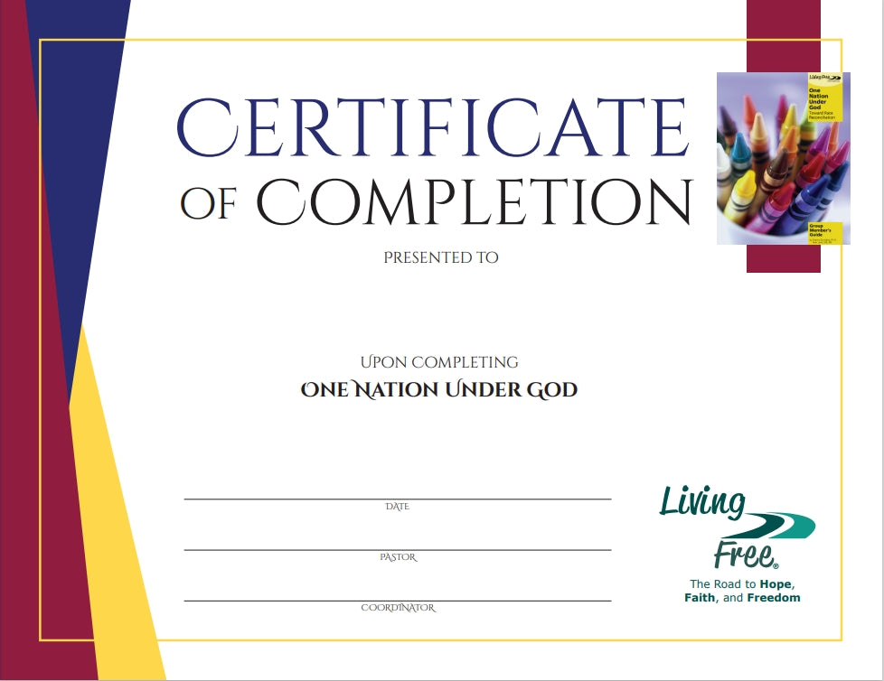 One Nation Under God Certificate of Completion