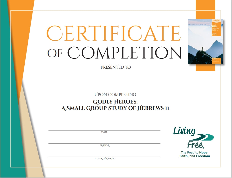 Godly Heroes, Youth Edition Certificate of Completion